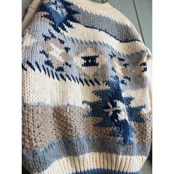 Vintage Chunky Knit Sweater | Abstract Fair Isle | 90s Grunge Cozy, Small - Picture 4 of 8